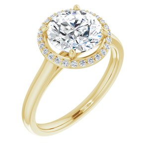 14k yellow 8 mm round forever  moissanite & 1/10 ctw diamond engagement ring  