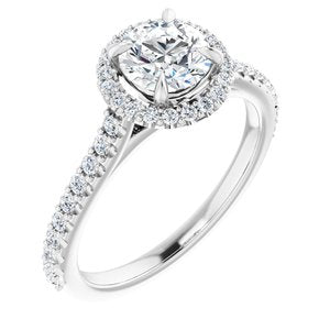 platinum 6 mm round forever  moissanite & 1/3 ctw diamond engagement ring 