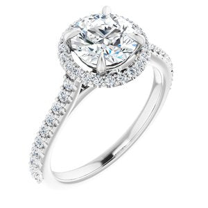 platinum 7 mm round forever  moissanite & 1/3 ctw diamond engagement ring 