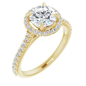 14k yellow 7 mm round forever  moissanite & 1/3 ctw diamond engagement ring 