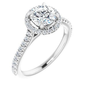 platinum 6.5 mm round forever  moissanite & 1/3 ctw diamond engagement ring 