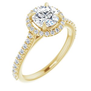 14k yellow 6.5 mm round forever  moissanite & 1/3 ctw diamond engagement ring 