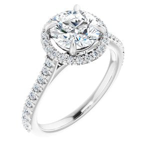 14k white 7.5 mm round forever  moissanite & 1/3 ctw diamond engagement ring 