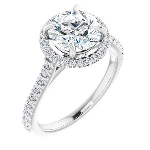 platinum 8 mm round forever  moissanite & 1/3 ctw diamond engagement ring 