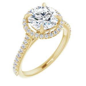 14k yellow 8 mm round forever  moissanite & 1/3 ctw diamond engagement ring 