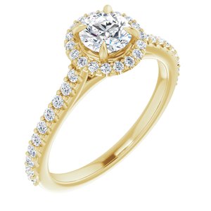 14k yellow 5 mm round forever  moissanite & 1/3 ctw diamond engagement ring 