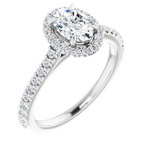 platinum 7x5 mm oval forever  moissanite & 1/3 ctw diamond engagement ring 