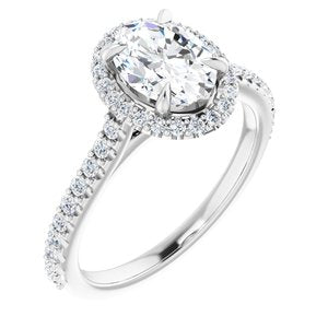 platinum 8x6 mm oval forever  moissanite & 1/3 ctw diamond engagement ring 