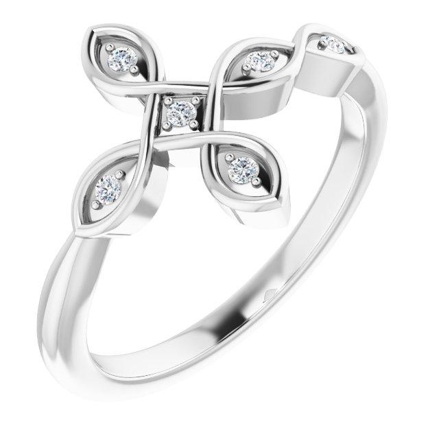 sterling silver .05 ctw diamond sideways cross ring 