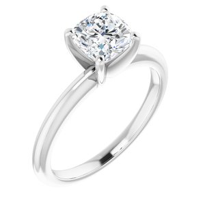 14k white 6 mm cushion forever  moissanite engagement ring 