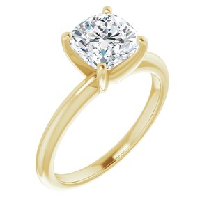 14k yellow 7 mm cushion forever  moissanite engagement ring 