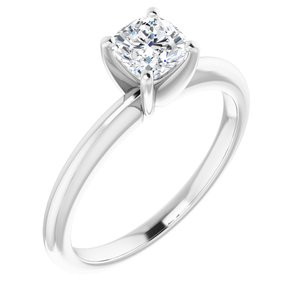 platinum 5 mm cushion forever  moissanite engagement ring 