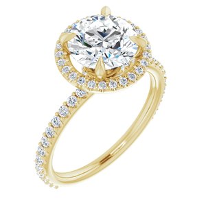 14k yellow 8 mm round forever  moissanite & 3/8 ctw diamond engagement ring  