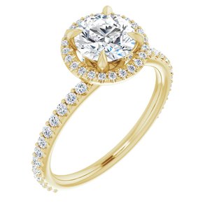 14k yellow 6.5 mm round forever  moissanite & 3/8 ctw diamond engagement ring  