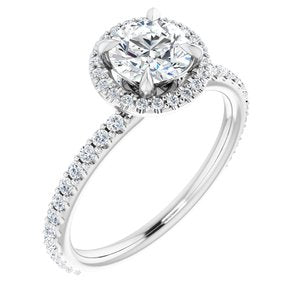 14k white 6 mm round forever  moissanite & 1/3 ctw diamond engagement ring  