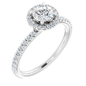 platinum 5 mm round forever  moissanite & 1/3 ctw diamond engagement ring  