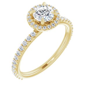 14k yellow 5 mm round forever  moissanite & 1/3 ctw diamond engagement ring  