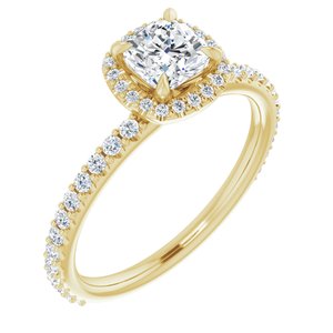 14k yellow 5 mm cushion forever  moissanite & 1/3 ctw diamond engagement ring  