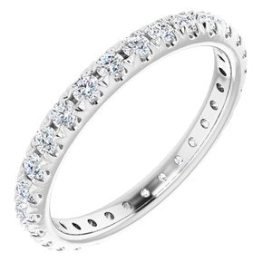 14k white 1/2 ctw french set diamond eternity band size 6.5