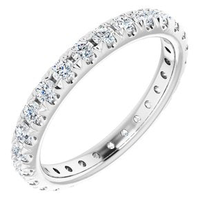 platinum 3/4 ctw french set diamond eternity band size 3