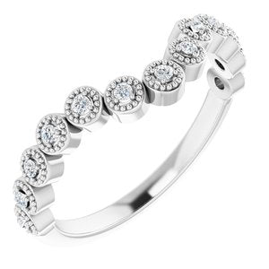 14k white 1/8 ctw diamond vintage-inspired contour band 