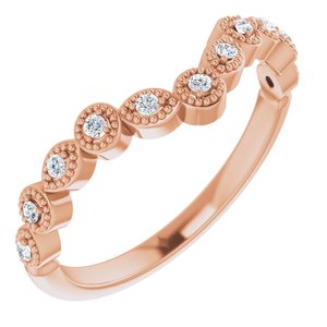 14k rose 1/10 ctw diamond vintage-inspired contour band  