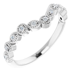 14k white 1/10 ctw diamond vintage-inspired contour band  