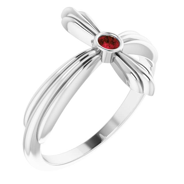 sterling silver mozambique garnet sideways cross ring   