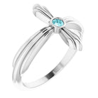 sterling silver blue zircon sideways cross ring   