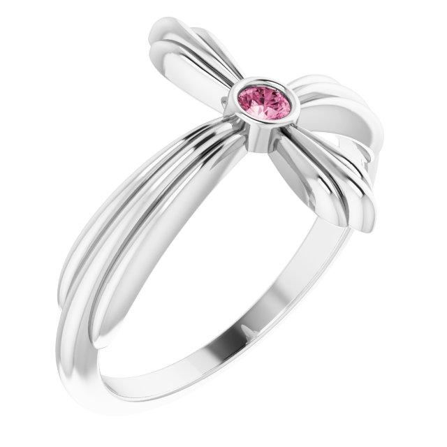 sterling silver pink tourmaline sideways cross ring   