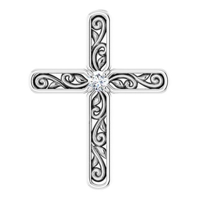 14k white .03 ctw diamond cross pendant 