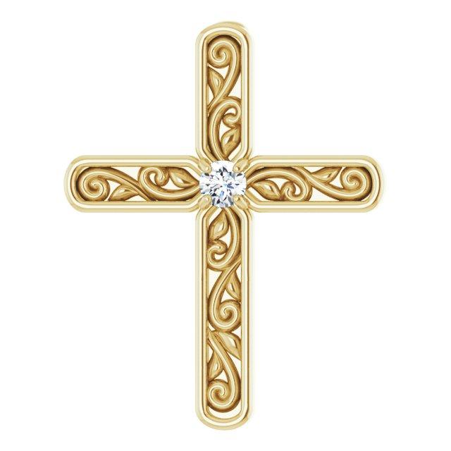 14k yellow .03 ctw diamond cross pendant 