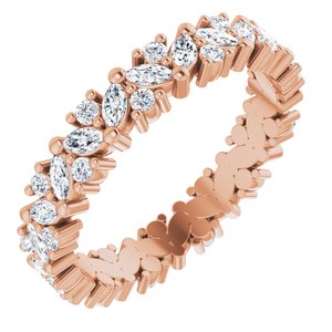 14k rose 1 ctw diamond cluster eternity band size 6.5