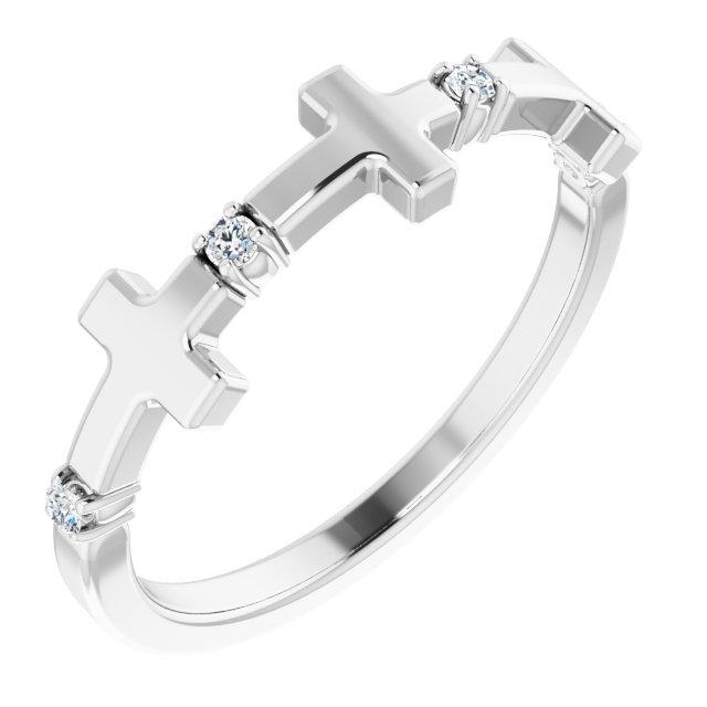 sterling silver .05 ctw diamond cross ring  