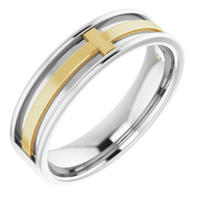 platinum & 18k yellow 6 mm cross band size 11