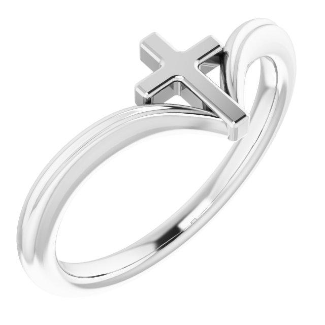 14k white cross ring  