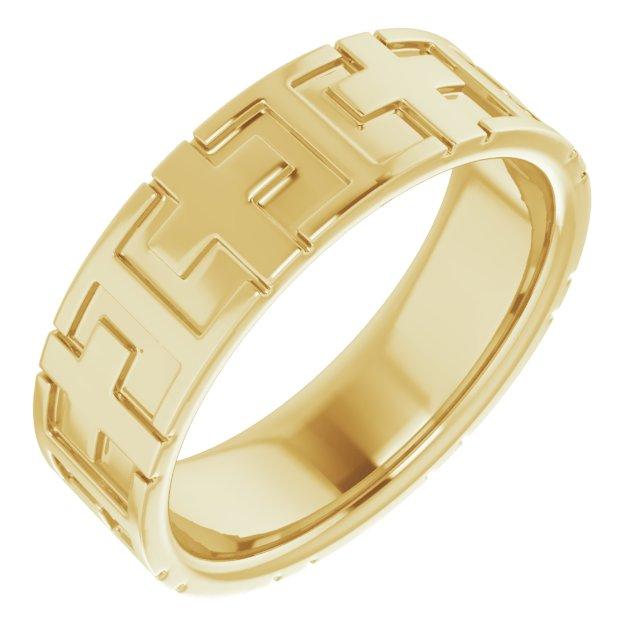 14k yellow 7 mm cross band size 10.5 