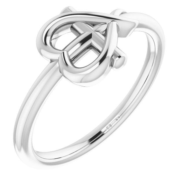 sterling silver cross with heart youth ring  