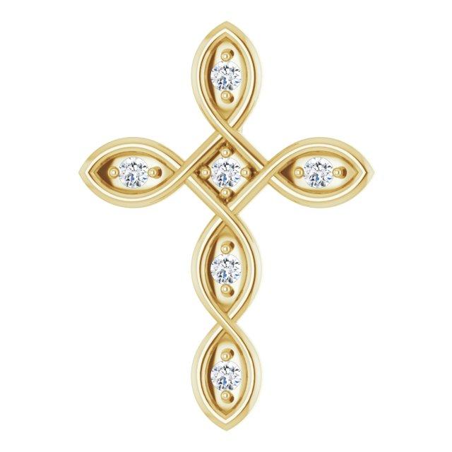 14k yellow 1/10 ctw diamond cross pendant  