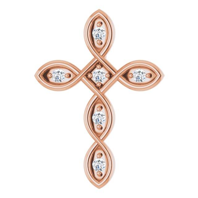 14k rose 1/10 ctw diamond cross pendant  