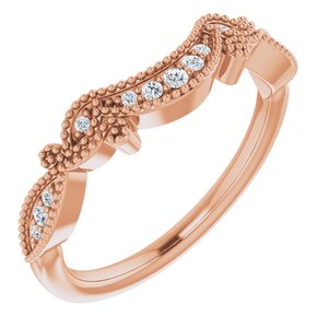 14k rose .08 ctw diamond contour band  