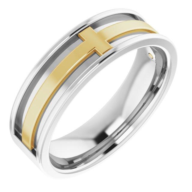 platinum & 18k yellow 6 mm cross band size 8