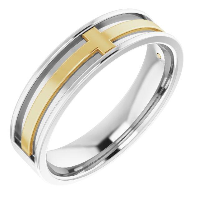 14k white/yellow 6 mm cross band size 12