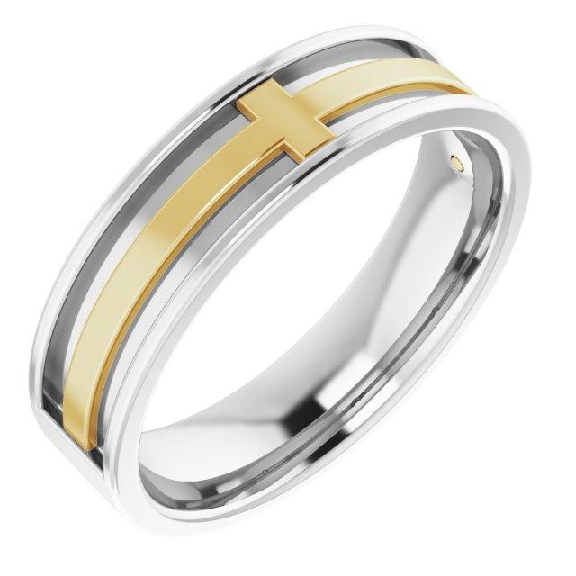 platinum & 18k yellow 6 mm cross band size 10.5