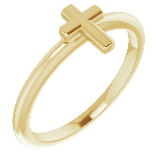 14k yellow stackable cross ring 