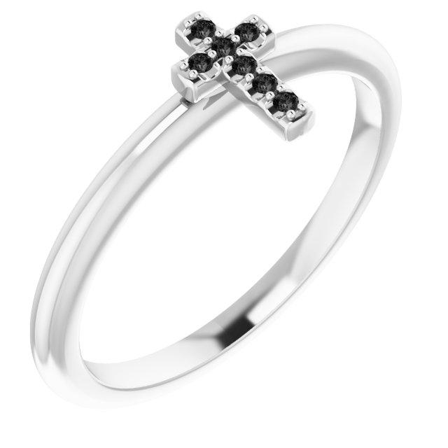 sterling silver .03 ctw black diamond stackable cross ring