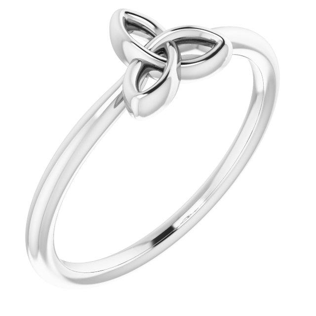 14k white stackable celtic-inspired trinity ring  