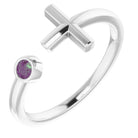 sterling silver alexandrite negative space cross ring         