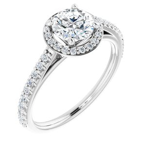 platinum 6 mm round forever  moissanite & 1/4 ctw diamond engagement ring 