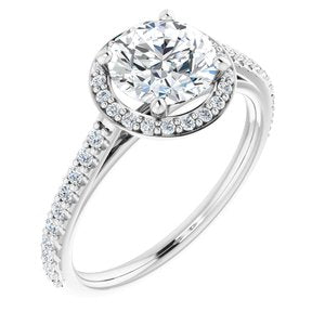 14k white 7 mm round forever  moissanite & 1/4 ctw diamond engagement ring 